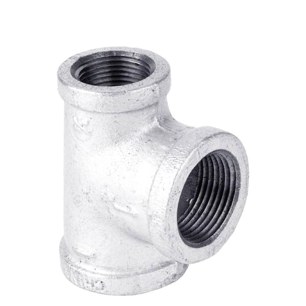 PlumberStop - 1-1/2 X 3/4 X 1-1/2 GALVANIZED TEE, Galvanzied Steel Malleable Pipe Fittings, Steel For Heating Industrial Residential Commerical