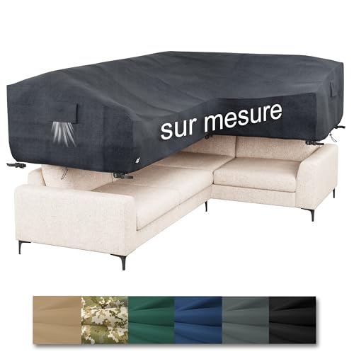 Epic TUBE Housse de protection sur Mesure de taille personnalisée pour canapé d'angle de jardin, forme de L lounges de jardin d'extérieur Oxford 600D...