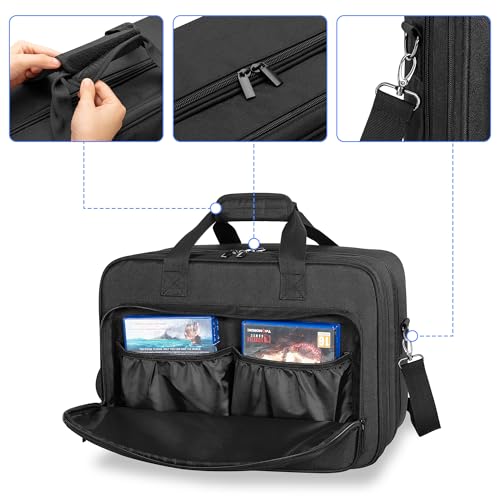 Image of Trunab Gaming Bag Compatible with PS5 /PS5 Slim, Protective PS5 Carrying Case Portable PS5 Bag Playstation 5 Backpack with Multiple Compartment for 15.6 inch Laptop and Gaming Accessories, Black