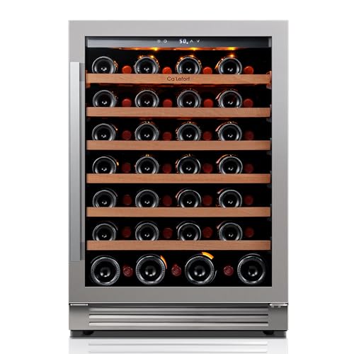 Ca'Lefort 24 Inch Wine Fridge, 54 Bottle Wine Cooler Refrigerator, 40-65°F Wine Refrigerator Glass Door, 3 LED Wine Fridge, Built-in or Freestanding Wine Fridge for Home/Bar/Kitchen (5.65 cu.ft)
