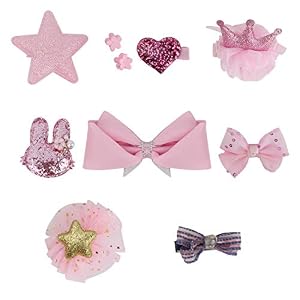 QUMY Dog Hair Clips Mixed Styles Varies Patterns Bows Pet Hair Accessories Grooming Product Hair Clips for Little Girls 10 Piece