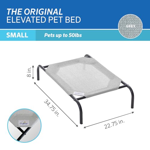 Image of Coolaroo Original Elevated Dog Bed - Breathable Off-The-Ground Pet Bed with Cooling Fabric, Joint Relief & Moisture-Resistant Fabric, 100% Recyclable, Easy Clean, Grey, Small