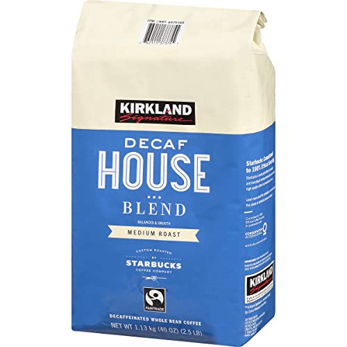 Kirkland Signature Decaf House Blend Coffee, Medium Roast, Whole Bean, 2.5 Lbs #TOP2