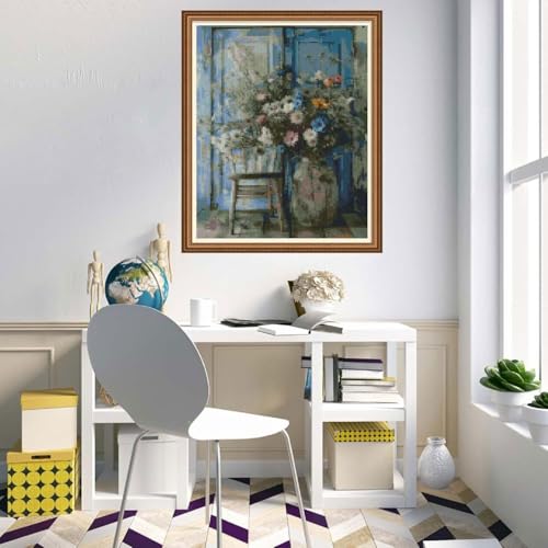 Image of Vintage Country and Flowers Cross Stitch Kits for Adults,11CT Stamped Cross Stitch Kits for Beginner,DIY Needlepoint Embroidery Patterns Kits Embroidery Patterns for Home Wall Decor 15.7x11.8 inches