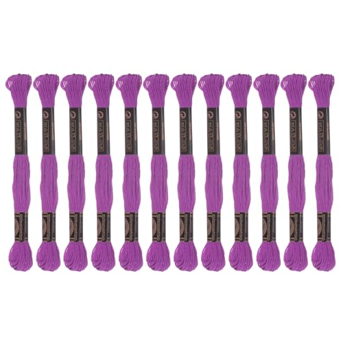 Image of HARFINGTON 12 Skeins Embroidery Floss 8.75yds(8m) Egyptian Long-Staple Cotton Cross Stitch Thread for Sewing DIY Bracelet Yarn String and Crafts, Deep Pink(6033)