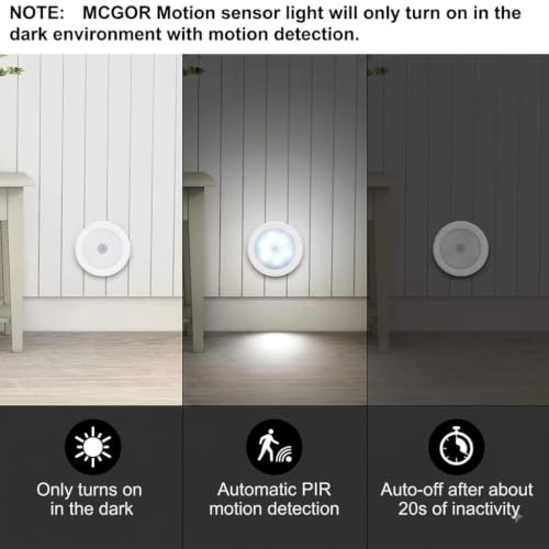 Image of MCGOR Motion Sensor Light for Home (Pack of 2) - USB Rechargeable Wireless Self-Adhesive LED Night Light for Wardrobe, Cupboard, Cabinet & Stairs