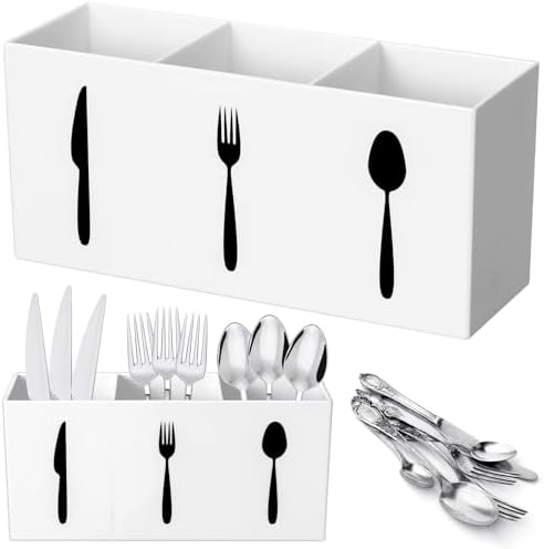Suzile Acrylic Cutlery Storage Organizer Bin Silverware Caddy Cou...