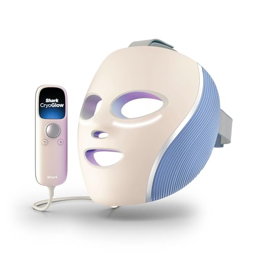 Shark CryoGlow LED Face Mask with Under-Eye Cooling Anti-Ageing & Blemish Repair Red & Blue LED Infrared Light Therapy USB-C Remote Control Storage Bag Adjustable Straps