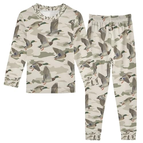 senya Wild Duck on Camouflage Pajamas Set Long Sleeve Soft Cotton Sleepwear 2 Piece
