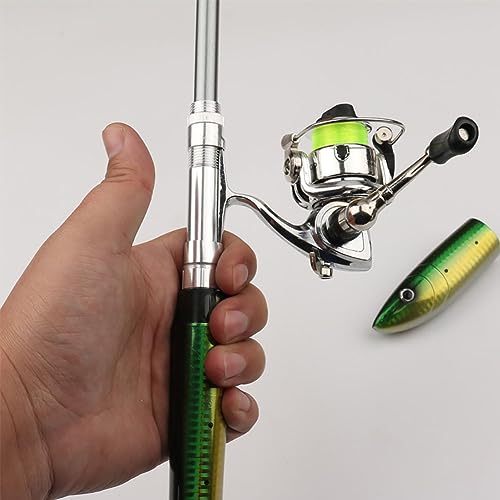 Gaderth Pen Fishing Rod Kit, Pen Fishing Rod Reel Combo Set, Mini Pocket Telescopic Rod with Spinning Reel, 1.4m/55 Fishing Rod Reel Combo Kit for altwater Freshwater 1.4 Meters