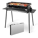 Denmay Großer Klappgrill tragbarer Camping Grill mit Gestell, Holzkohlegrill inklusive Grillrost, Holzkohlegrills Grill BBQ Portable, Tischgrill Campinggrill Picknickgrill, Mangal Grill Schaschlik