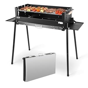 Denmay Großer Klappgrill tragbarer Camping Grill mit Gestell, Holzkohlegrill inklusive Grillrost, Holzkohlegrills Grill BBQ Portable, Tischgrill Campinggrill Picknickgrill, Mangal Grill Schaschlik