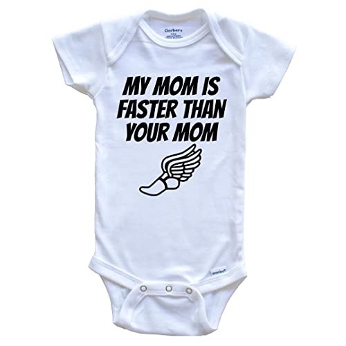 My Mom is Faster Than Your Mom Funny One Piece Baby Bodysuit for Child of Runner