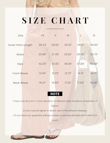 Women's Linen Wide Leg Pants Elastic Waist Summer Boho Palazzo Pants Beach Vacation Casual Trousers with Pockets4