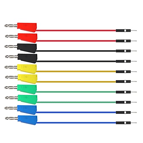 Image of Banana Plug Jumper Wires 10Pcs, Stackable Silicone Test Leads | Breadboard & Electrical Testing | Flexible & Colorful Cables | DIY Electronics