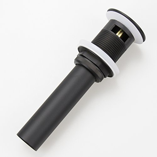 Bathroom Sink Pop Up Drain Assembly With Overflow Fits 1.57 to 2.36 Inch Sink Openings with 1-1/4 Inch Tailpiece Small Cap Solid Brass Drain Stopper (Matte Black) - Image 2