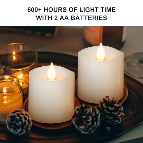 Image of 3x3 Flameless Candles Set of 3, LED Battery Candles Flickering, 3 inch Flameless Candles with Remote,Battery Powered Candles,for Wedding Holiday Decorations,White
