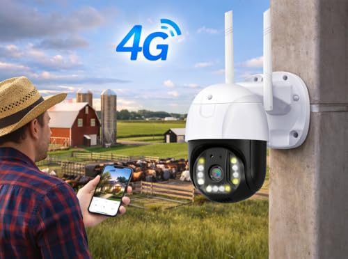 Image of Guard Well 4G LTE Outdoor PTZ Security Camera | Dual Antenna | 360 Pan Tilt | Night Vision | Motion Detection | Two Way Audio | 4G SIM-Based CCTV Camera for Home with Mobile App V380 Pro (4G Camera)