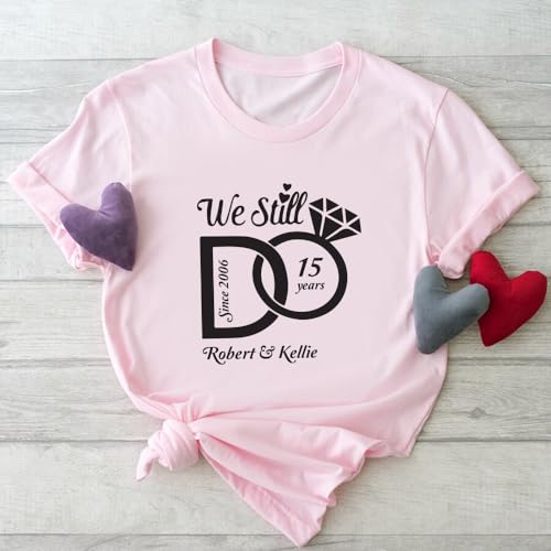 We Still Do T-Shirts, Custom Wedding Anniversary Shirt, Personalized Wedding Date Gift, Wife and Husband Shirts, Married Couple Gift T-Shirt Blue2