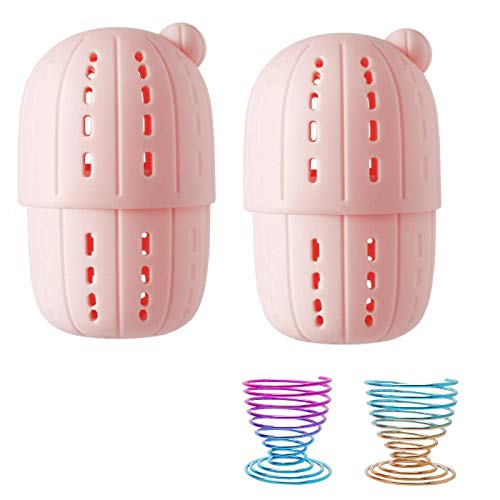 Beauty Sponge Blender Travel Case Container - Chris.W 2Pcs Cactus Makeup Blender Holder Breathable Protective Carrying Case Keeper with 2pcs Drying Stands(Pink)