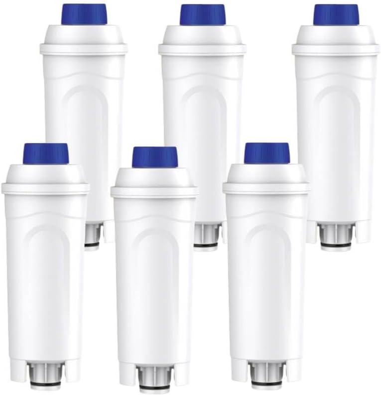 6 Pack Coffee Machine Water Filters for DeLonghi Magnifica, ECAM, Eletta, Dinamica, ETAM, EC, BC Series, DLSC002, SER3017 & 5513292811, Compatible with Coffee and Espresso Machines