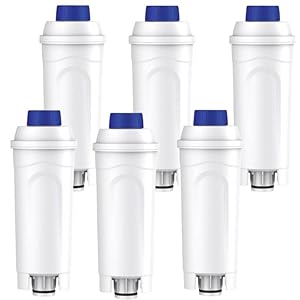6 Pack Coffee Machine Water Filters for DeLonghi Magnifica, ECAM, Eletta, Dinamica, ETAM, EC, BC Series, DLSC002, SER3017 & 5513292811, Compatible with Coffee and Espresso Machines