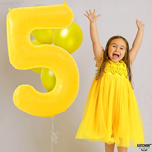 Image of KatchOn, Yellow Number 5 Balloon - Giant, 40 Inch | Yellow 5 Balloon
