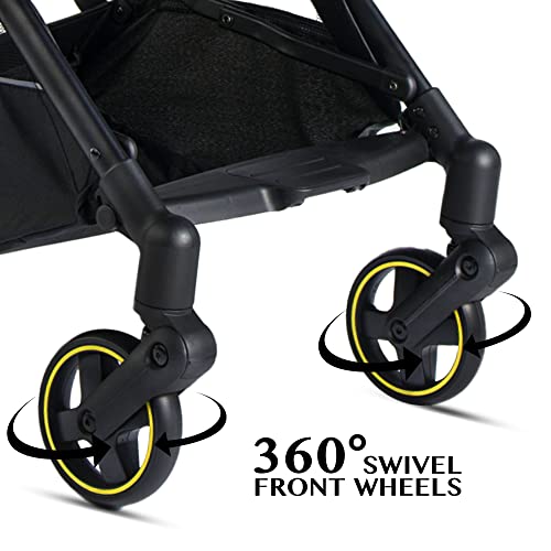 Royal Baby Leichter Kinderwagen 360 Reversible Sitz, Kompakte Falte, Tragbarer Reise-Kinderwagen für Kleinkind mit Regenschirm, Multi-Position Liegen, Verstellbare große Überdachung, Gelb