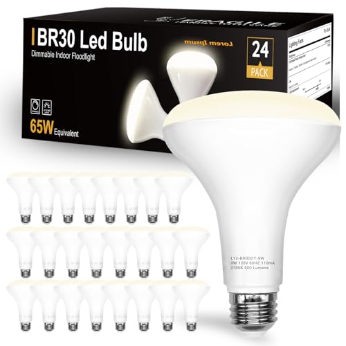 Image of DAYBETTER 24Pack BR30 Led Bulb 65W Equivalent, Dimmable Flood Light Bulbs Indoor, E26 Base, 4000K Neutral White, 9W, 800 LM, Recessed Lighting Bulbs for Ceiling, Recessed Can, Living Room and Kitchen