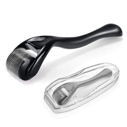 JurciCat Dermaroller cheveux Derma roller Dermaroller barbe Dermaroller cheveux 540 aiguilles Pour la barbe Soin de la peau du visage Anti-âge Anti-rides Élimination des cicatrices