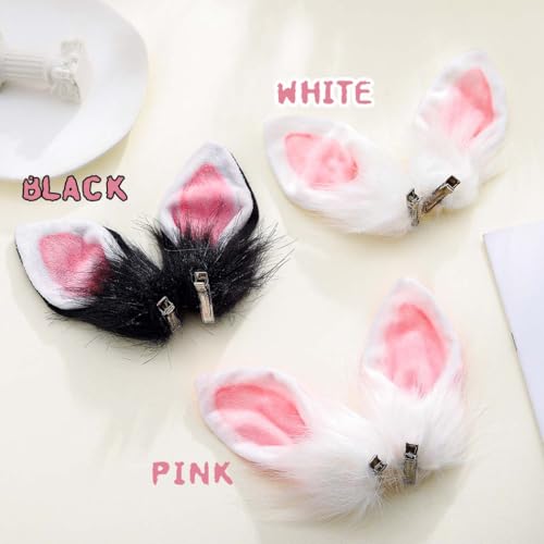 Pinzas para el pelo con orejas de conejo peludas 2 piezas miniatura 2
