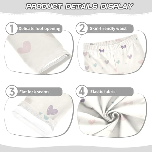 ALAZA Girls' Leggings Children's Yoga Pants Skinny Printed Dance Bow Love Heart Comfortable 4T2