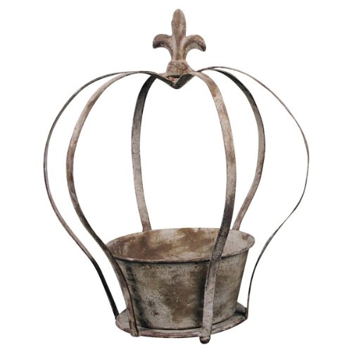 Deko-Krone aus Eisen grau mit Pflanztopf