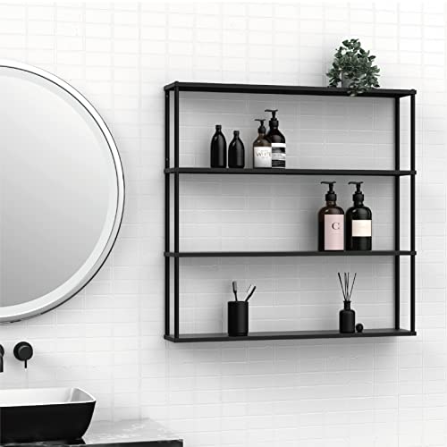 Mango Steam Wall-Mounted Steel Shelving Unit - 36 H X 36 W X 6 D Inches- Black - For Kitchen, Storage, Or Display Use. #TOP3