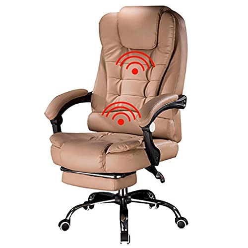 Silla de masaje para oficina en casa con reposapiés, silla giratoria para juegos Boss para computadora ajustable y elevable (caqui)