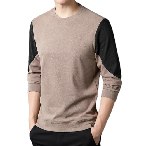 Men's Crew Neck Sweater Casual Long Sleeve Color Collision Slim Fit Knitted Pullover
