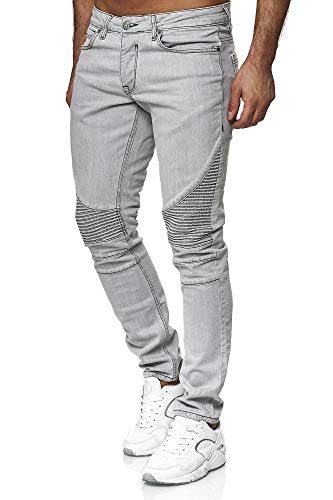 Tazzio Herren Denim Biker-Jeans Slim Fit M517-3 Grau 34/36