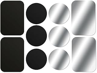 AJOXEL Metal Plate for Phone, [10 Pack] Replacement Mount Metal Plates Kits with 3M Adhesive Universal for Magnetic Car Phone Holder Cradle Magnet Car Mount (4 Rectangular and 6 Round), Black+Silver