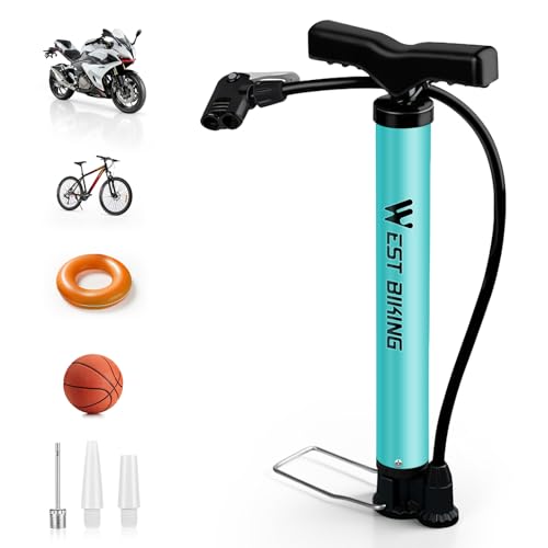 LINGHUANG Bomba Bicicleta de Pie, Bomba de Neumáticos, Bomba de Suelo Portátil para Bicicleta, con Válvula Presta y Schrader, Alta presión 120PSI para Todas Bicicleta