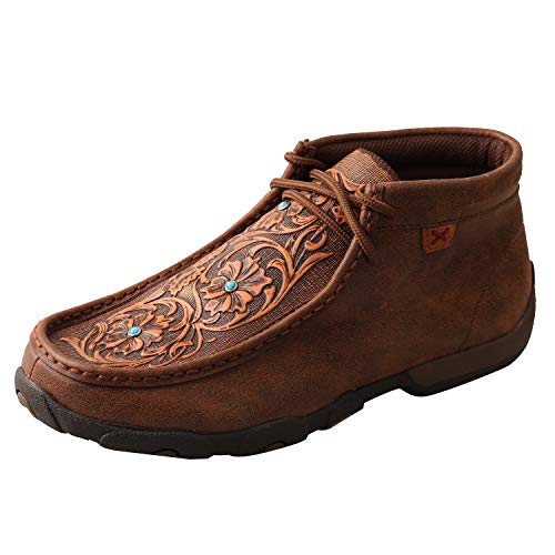 Review Twisted X Women’s Chukka Leather Driving Moccasins, Brown/Tooled