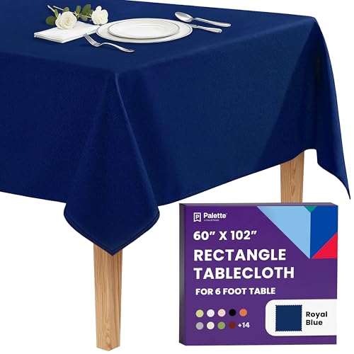Image of Gee Di Moda Rectangle Tablecloth - 60 x 102 Inch Royal Blue Table Cloth for 6 Foot Rectangle Tables - Heavy Duty Washable Fabric - for Holiday Party, Dinner, Weddings, Baby Shower & Events