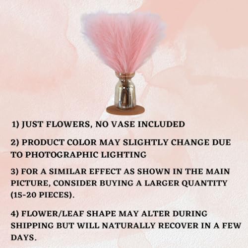 Image of SATYAM KRAFT 3 Pcs Artificial Flowers Faux Pampas Grass Small Fake Flower Plant for Home Decor, Office, Bedroom,Living Room,Table Decoration, Dried Plants (Without Vase Pot) (Baby Pink)