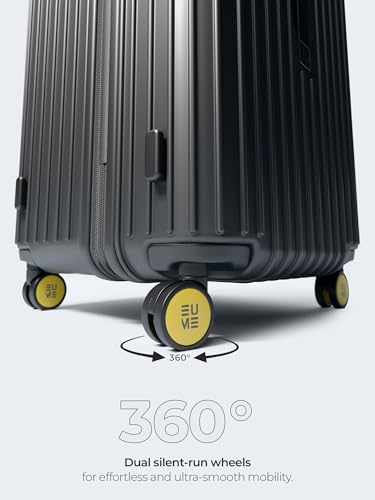 Image of EUME Trunk Check in Trolley Bag Medium Size for Travel | 66cm to 74cm Expandable Trolley Bag | Polycarbonate 8 Silentrun Spinner Wheels Suitcase | Premium Trolley Bags for Travel (Charcoal Black)