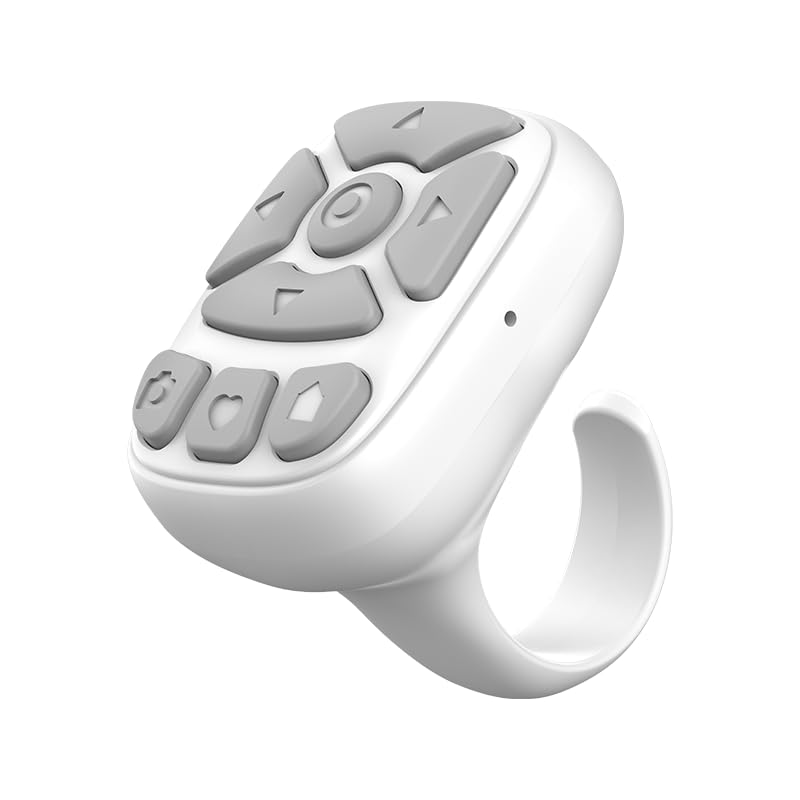 Novzix TikTok Scrolling Ring – 8-Button Finger Tip Wireless Remote, with Camera Remote Shutter for iPhone & Android (Black)