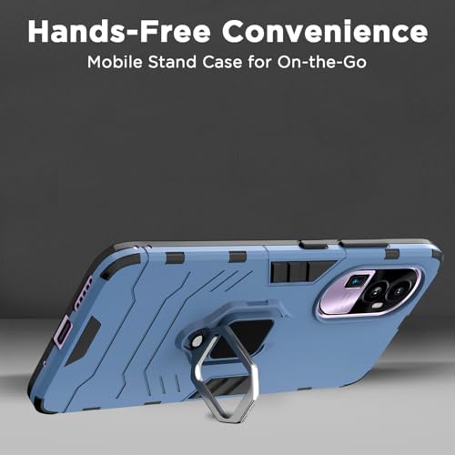Image of Pikkme Oppo Reno 10 Pro Plus 5G Back Cover | D5 Tough Armor Bumper | 360 Protection Case | Ring Holder Stand Case for Oppo Reno 10 Pro Plus 5G (Blue)