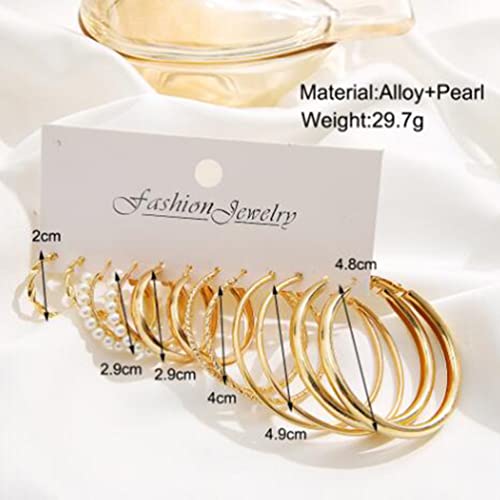 Square Geometric Earrings Vintage Pearl Earrings Metal Gold Earrings Earrings Set #TOP2