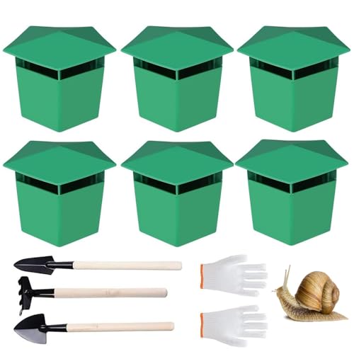 Mtlhbcg Trampas para caracoles, 6 unidades, trampas para caracoles orgánicos sin productos químicos, con herramienta para excavar y guantes para proteger las plantas de los caracoles