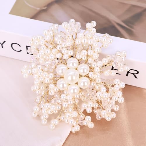 Image of Elegant Pearl Brooch Pins for Women, Brooch Lapel Pin Scarf Shawl Costume Pin Hat Bag Suit Dress Accessories CZ Pearl Brooches and Pins