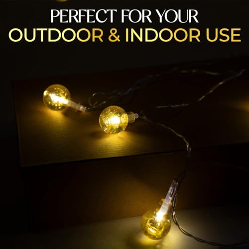 Image of Lexton Ball Shaped 20 Led Crystal String Light |Plug Sourced| Yellow|for Indoor & Outdoor Decorations
