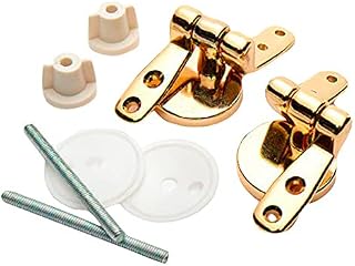 Merriway BH05718 Wooden Toilet Seat Hinge Pair, Polished Brass